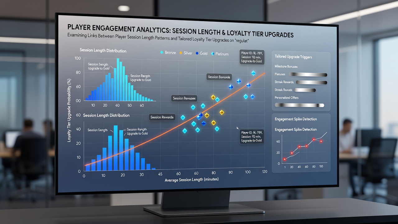 Infographic illustrating loyalty tier upgrade pathways linked to session analytics